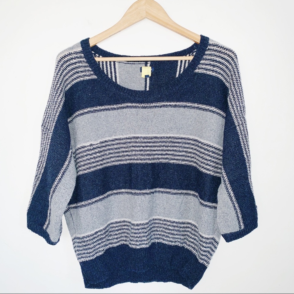 Splendid Navy and Light Gray Striped Knit Sweater